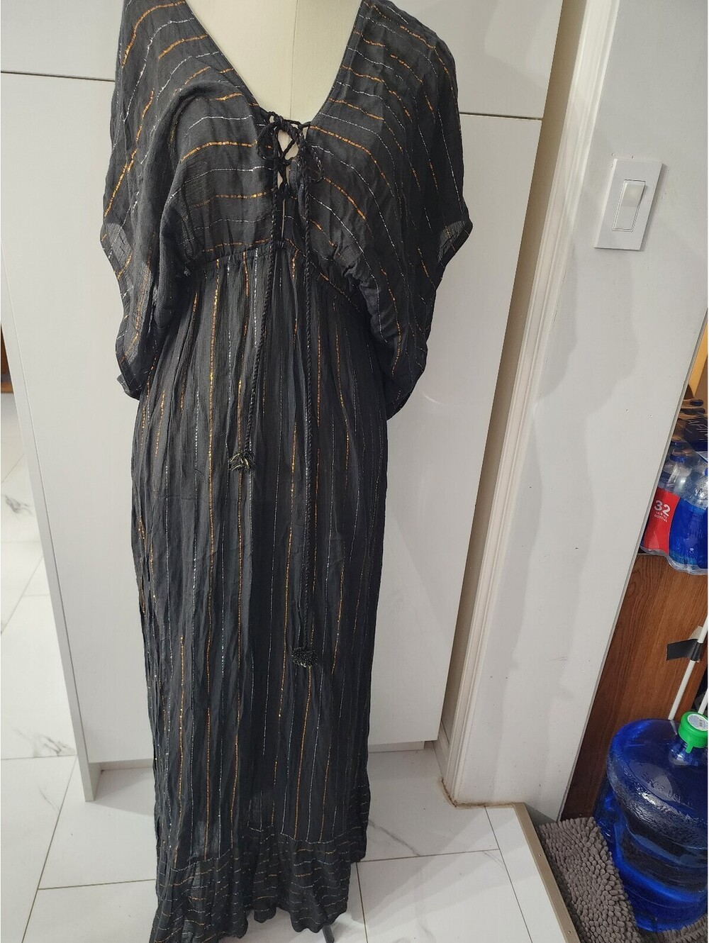 New w/tag America & Beyond Obsidian Stripe Maxi Dress Size XL